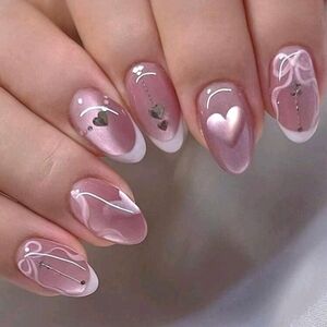 Pink Nail Art Design 24 Pcs Pressed On Nails